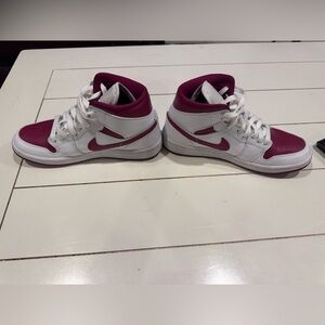 Women's White and Red High-Top Sneakers